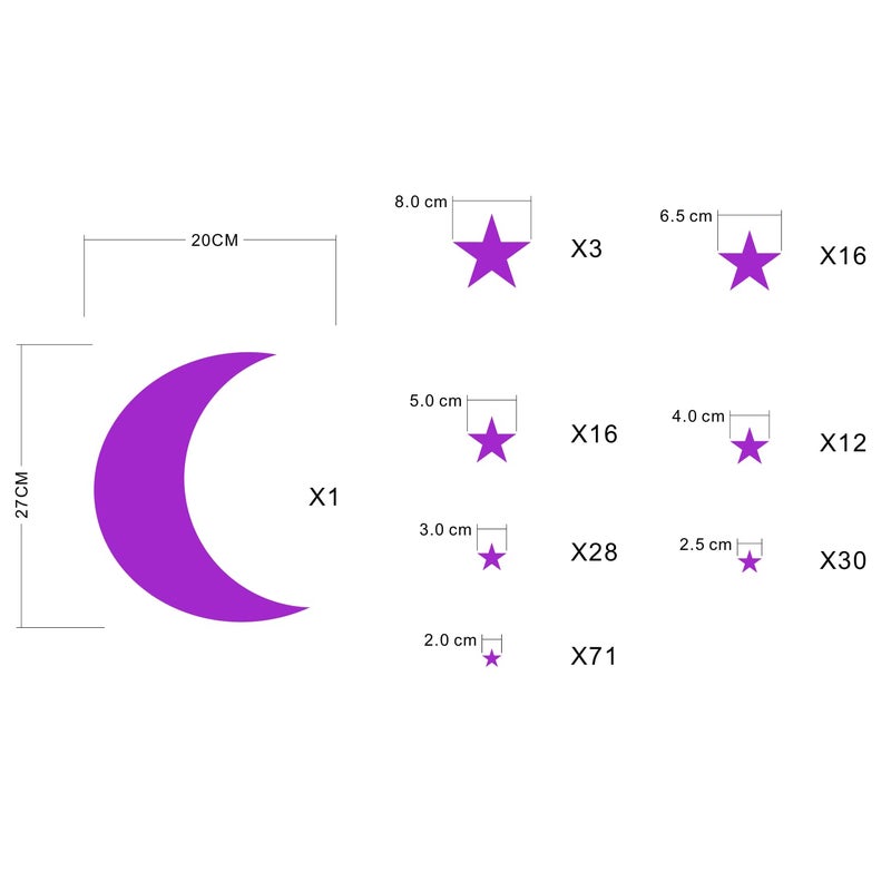 JURUOXIN Moon and Stars Wall Decal Vinyl Sticker for Kids Boy Girls Baby Room Decoration Good Night Nursery Wall Decor Home House Bedroom Design YMX16 (Fuchsia) - Image 4